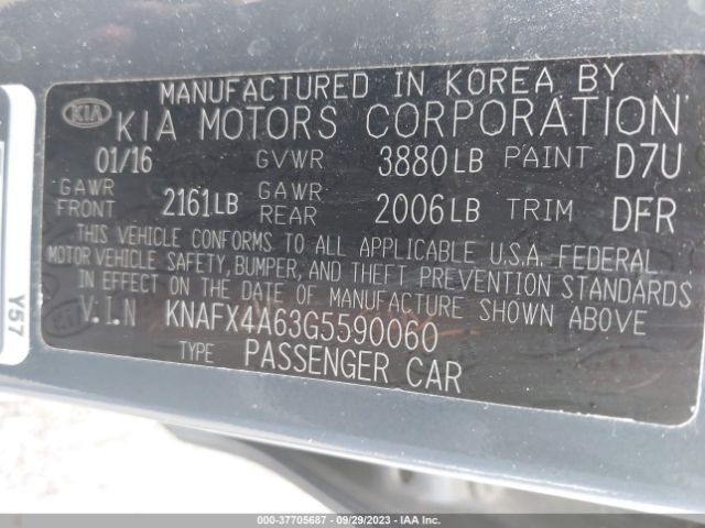 KNAFX4A63G5590060 KIA FORTE LX