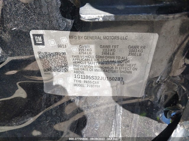 Chevrolet IMPALA LT 2018 1G1105S32JU150283 Image 9