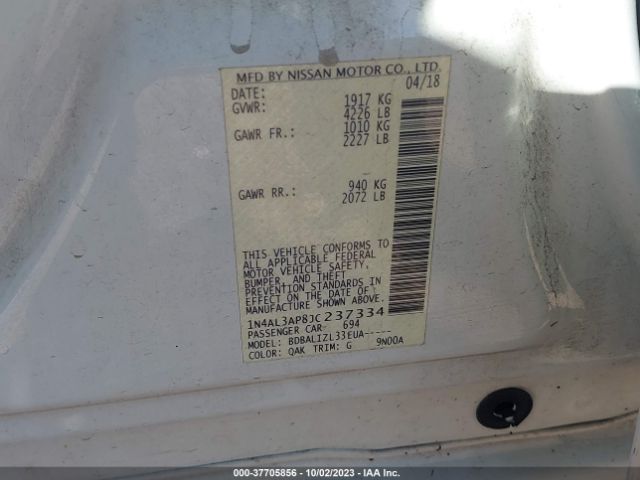 1N4AL3AP8JC237334 Nissan Altima 2.5 Sv