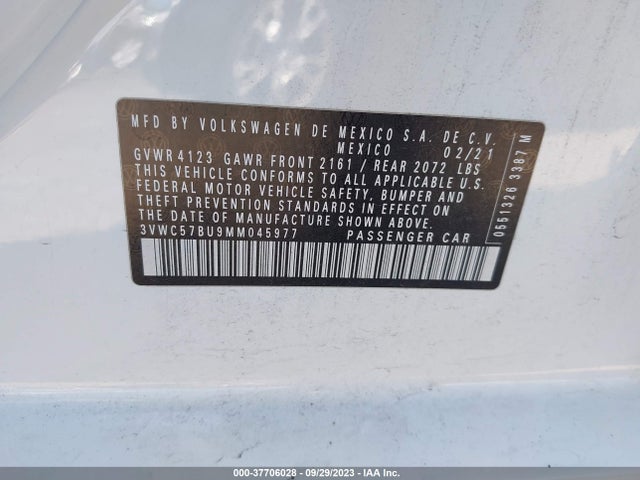 3VWC57BU9MM045977 Volkswagen Jetta S/se/r-line