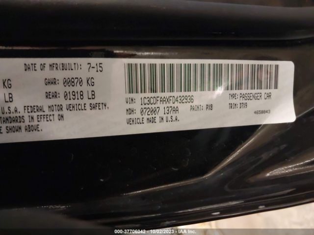 1C3CDFAAXFD432936 Dodge DART SE