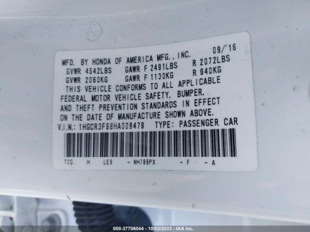 1HGCR3F98HA009479 Honda Accord Touring V6