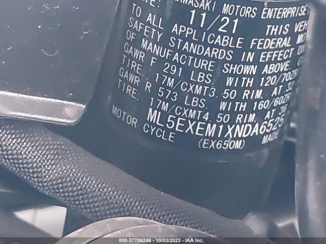 2022 KAWASAKI EX650 ML5EXEM1XNDA65257 Photo 9