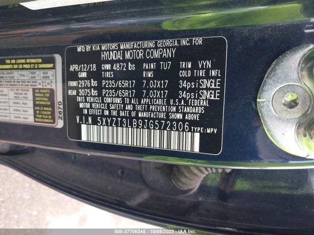 2018 HYUNDAI SANTA FE SPORT 2.4L VIN: 5XYZT3LB9JG572306