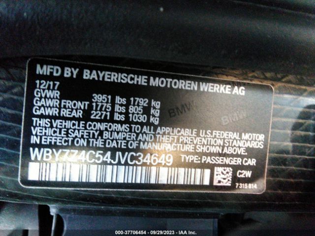 WBY7Z4C54JVC34649 BMW I3