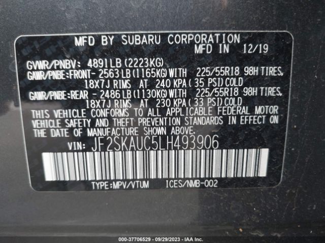 JF2SKAUC5LH493906 Subaru Forester Limited