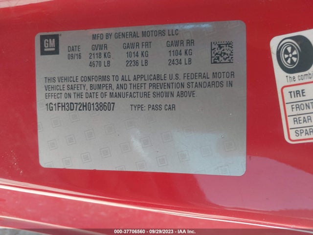 Chevrolet CAMARO 2SS 2017 1G1FH3D72H0138607 Image 9