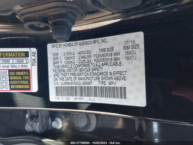 5J6RM4H95GL099987 Honda Cr-v Touring