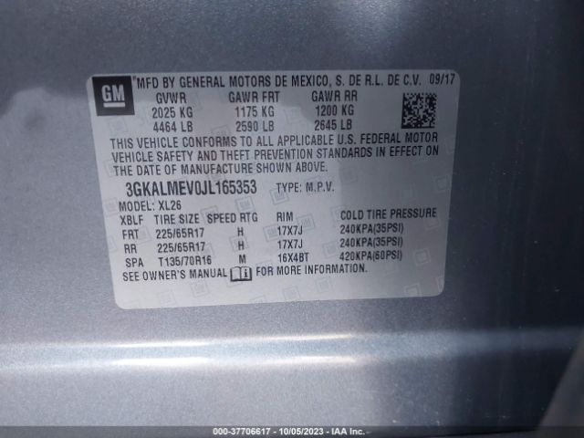 3GKALMEV0JL165353 GMC Terrain Sle