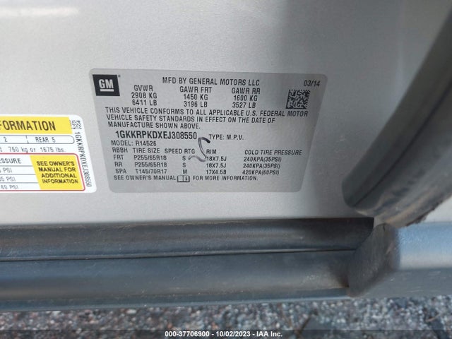 GMC ACADIA SLE 2014 1GKKRPKDXEJ308550 Image 9
