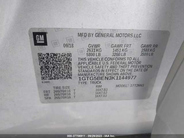 1GTG5BEN3K1144977 GMC Canyon