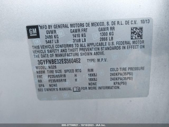 3GYFNBE32ES560462 Cadillac Srx Luxury Collection