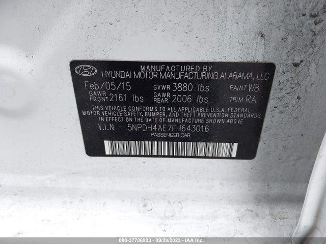 Hyundai ELANTRA SE 2015 5NPDH4AE7FH643016 Image 9