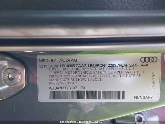 WAUA7GFF7G1071170 Audi A3 1.8t Premium