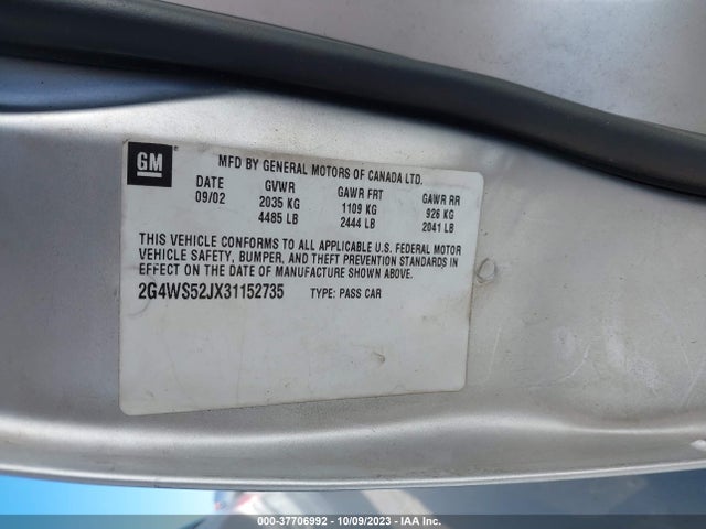 2003 BUICK CENTURY CUSTOM VIN: 2G4WS52JX31152735