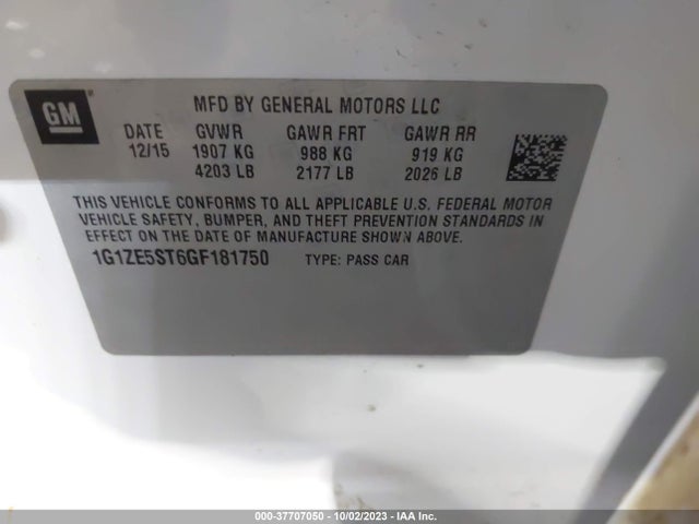 Chevrolet MALIBU LT 2016 1G1ZE5ST6GF181750 Image 9