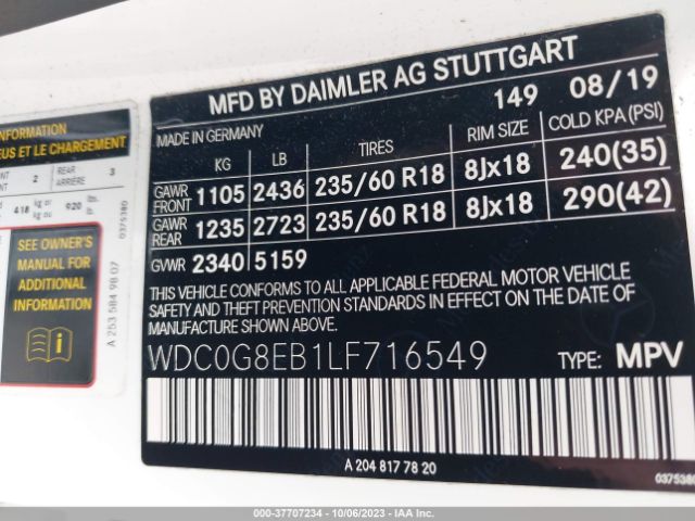 WDC0G8EB1LF716549 Mercedes-Benz Glc Glc 300