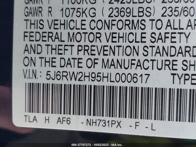 Honda Cr-v Touring 2017 5J6RW2H95HL000617 Image 9