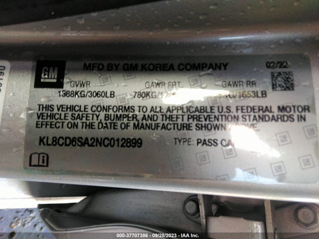 Chevrolet SPARK 1LT 2022 KL8CD6SA2NC012899 Image 9