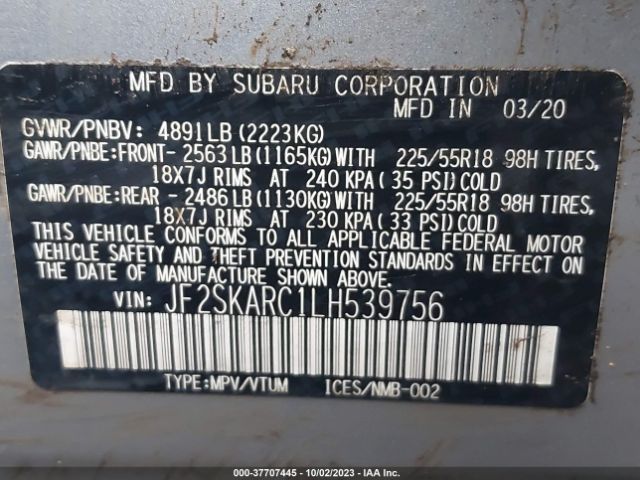 JF2SKARC1LH539756 Subaru Forester Sport