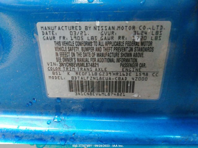 3N1CN8EV6ML874821 Nissan VERSA SV