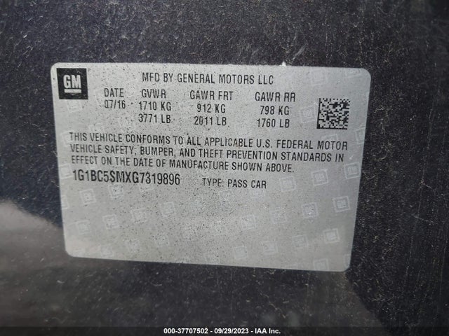 Chevrolet Cruze Ls Auto 2016 1G1BC5SMXG7319896 Image 9