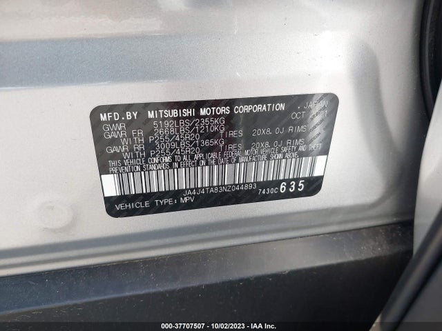 Mitsubishi Outlander Es 2.5 2022 JA4J4TA83NZ044893 Image 9
