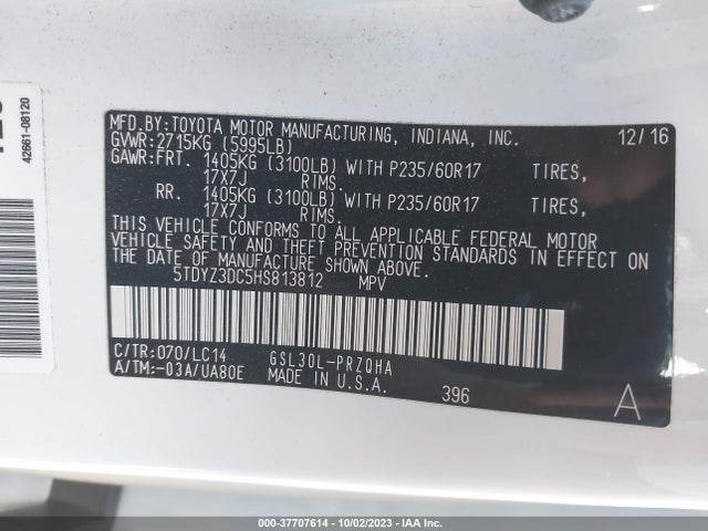 Toyota Sienna Xle Auto Access 2017 5TDYZ3DC5HS813812 Image 9