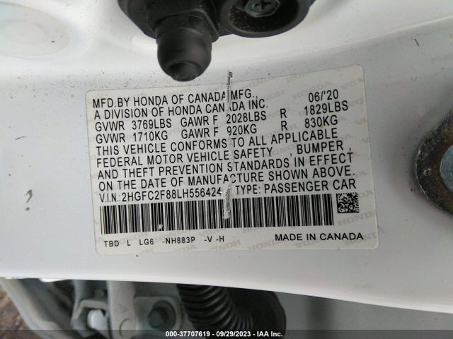2020 HONDA CIVIC SPORT VIN: 2HGFC2F88LH556424