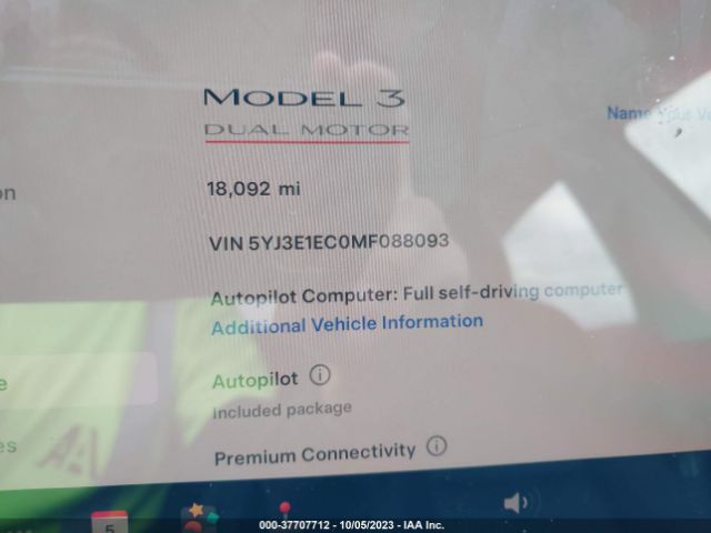 5YJ3E1EC0MF088093 Tesla Model 3 Performance