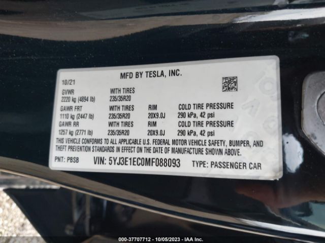 5YJ3E1EC0MF088093 Tesla Model 3 Performance