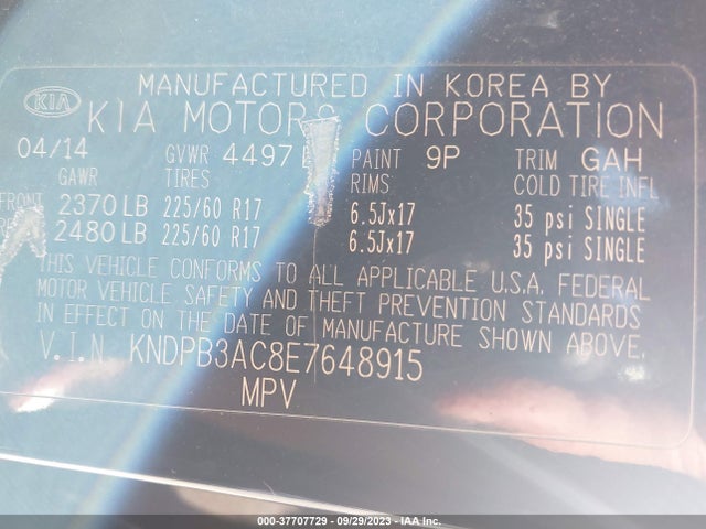KIA Sportage Lx 2014 KNDPB3AC8E7648915 Image 9