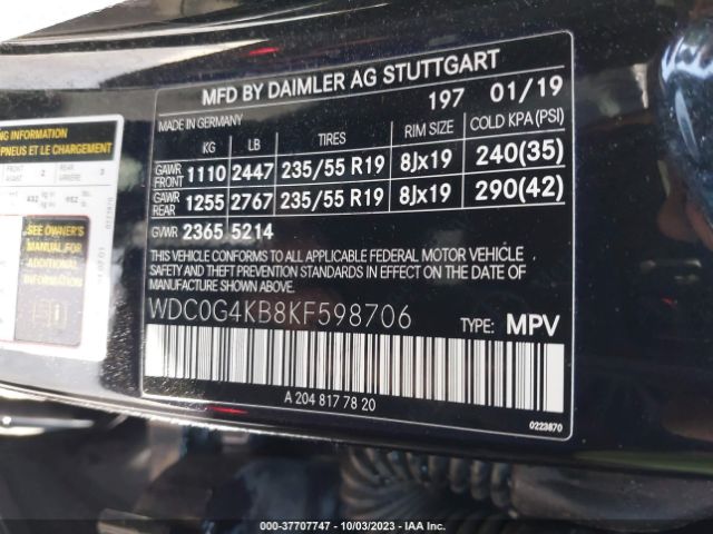 WDC0G4KB8KF598706 Mercedes-Benz Glc Glc 300