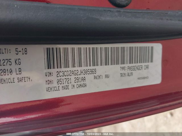 2C3CDZAG2JH305969 Dodge Challenger Sxt Plus