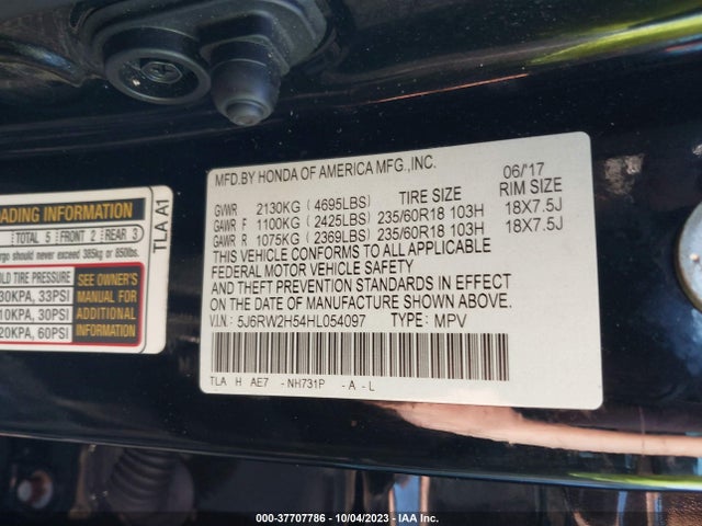 Honda CR-V EX 2017 5J6RW2H54HL054097 Image 9
