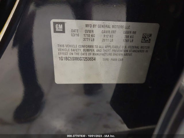 Chevrolet CRUZE LS 2016 1G1BC5SM6G7253654 Image 9