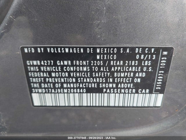 2014 VOLKSWAGEN JETTA SEDAN 3VWD17AJ9EM206840 Photo 8