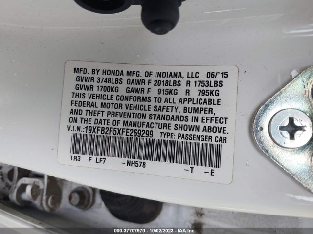 Honda Civic Lx 2015 19XFB2F5XFE269299 Image 9