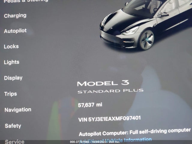 2021 TESLA MODEL 3 STANDARD RANGE PLUS REAR-WHEEL DRIVE VIN: 5YJ3E1EAXMF097401
