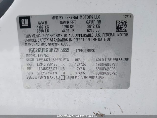 1GC2KUEG0HZ203655 Chevrolet Silverado 2500hd Wt