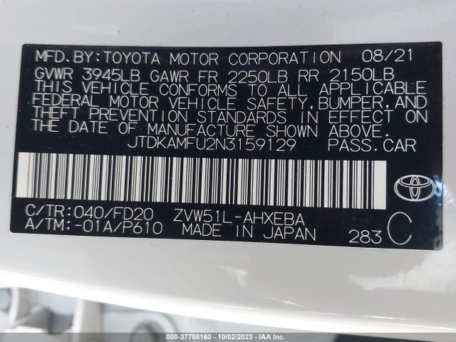 Toyota Prius L 2022 JTDKAMFU2N3159129 Image 9