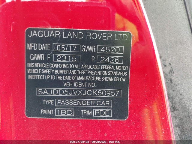 Jaguar F-type 340hp 2018 SAJDD5JVXJCK50957 Image 9