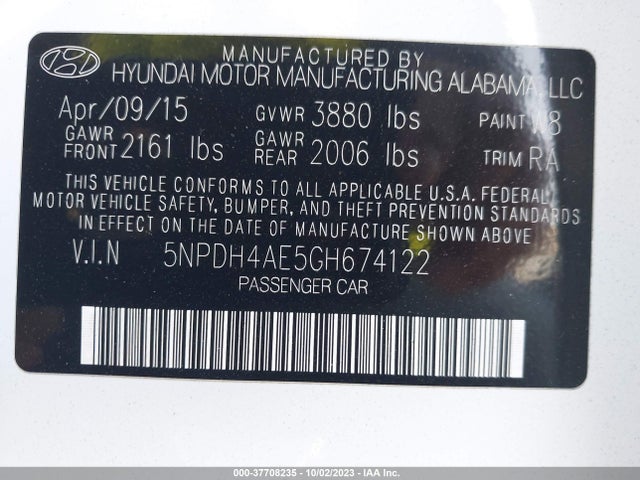 Hyundai ELANTRA SE 2016 5NPDH4AE5GH674122 Image 15
