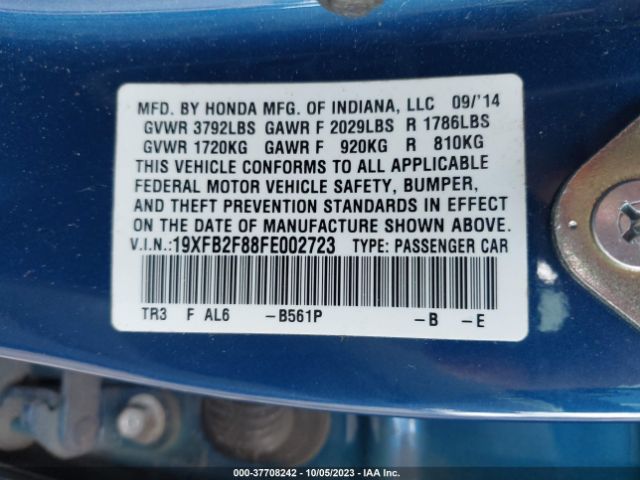 19XFB2F88FE002723 Honda Civic Sedan Ex