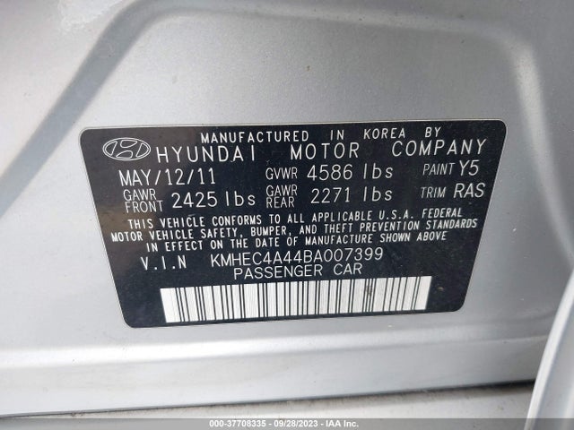 2011 HYUNDAI SONATA HYBRID VIN: KMHEC4A44BA007399