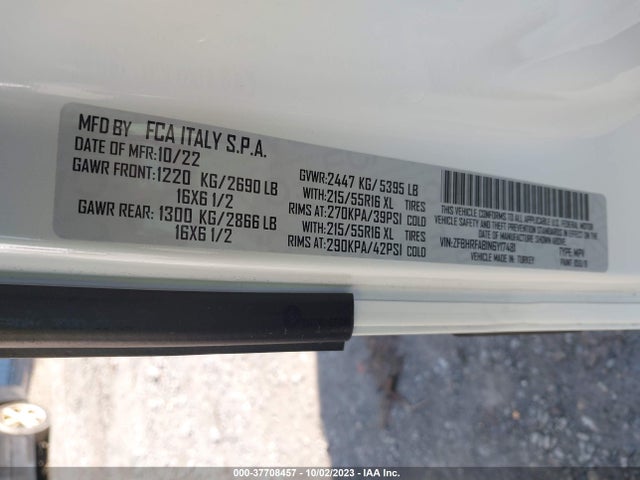 ZFBHRFAB1N6Y17481 RAM Promaster City Tradesman