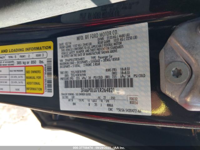 3FA6P0LU7ER264821 Ford Fusion Se Hybrid