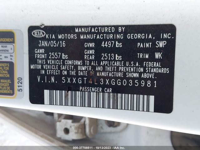 5XXGT4L3XGG035981 KIA Optima Lx