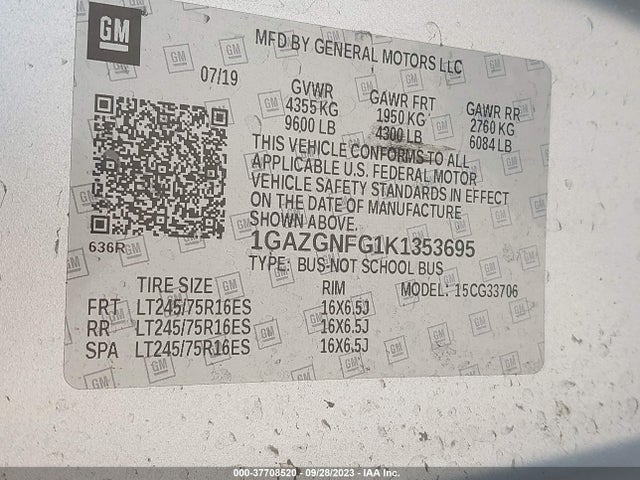 Chevrolet Express Passenger Ls 2019 1GAZGNFG1K1353695 Image 9