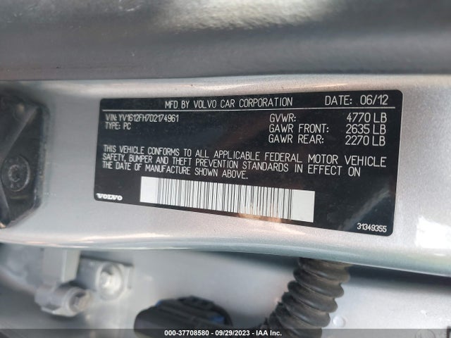 2013 VOLVO S60 T5 VIN: YV1612FH7D2174961